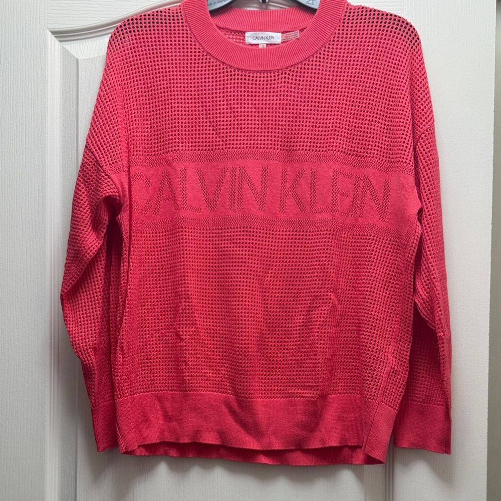 Calvin Klein Vibrant Pink Mesh Sweater